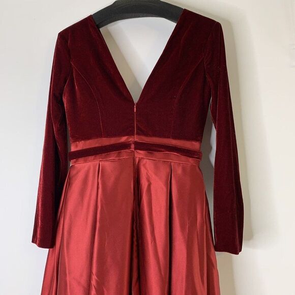 Bridess Velvet Satin Gown Size 6 Long Formal Wedding Bride Dress Slit Pockets - Picture 8 of 12